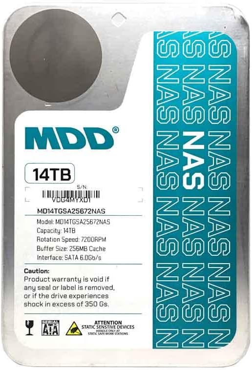 MaxDigitalData MD14TSATA25672NAS 14TB 7200 RPM 256MB Cache SATA 6.0Gb/s 3.5" Internal NAS Hard Drive