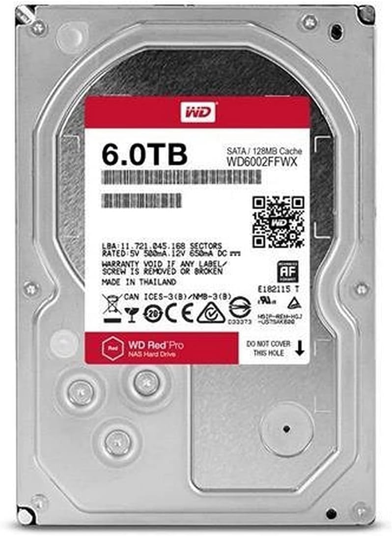WD Red Pro 6TB NAS Internal Hard Drive SATA 6Gb/s 7200RPM 128MB Cache