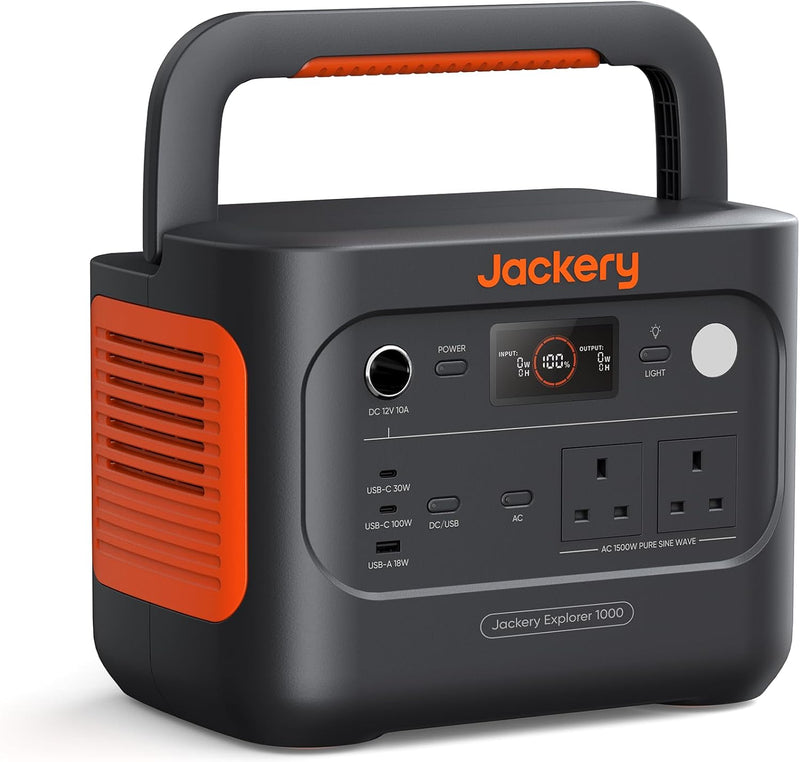 Jackery Explorer 1000 v2 Portable Power Station(2024 New), 1070Wh LiFePO4 Battery, 1500W AC/100W USB-C Output, 1 Hr Fast Charge, Solar Generator for Outdoor Camping, Off-grid Living, RV, Emergency
