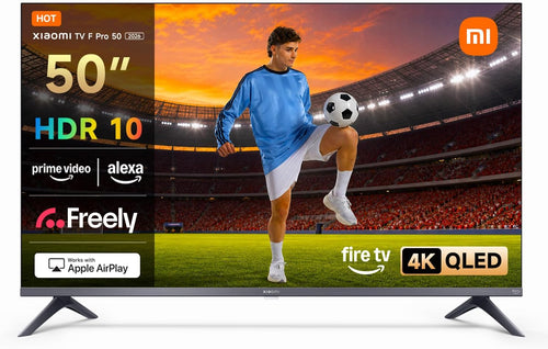 XIAOMI TV F Pro 50, 50 Inch (127 cm), 4K UHD QLED, Smart TV, Fire TV, HDR10, 60Hz with 120Hz Game Boost Mode, MEMC, Alexa Voice Control, 2GB+32GB, Works with Apple AirPlay