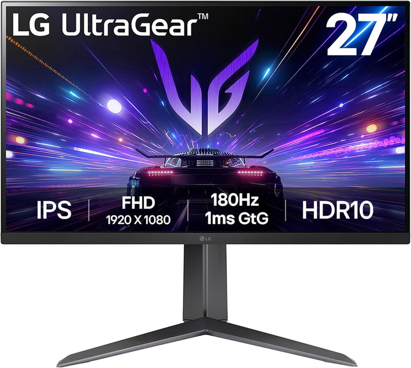LG Ultragear Gaming Monitor 27GS65F, 27 Inch, 1080p, 180Hz, 1ms, IPS Display, HDR 10, NVIDIA G-Sync Compatible & AMD FreeSync , Smart Energy Saving, DisplayPort, HDMI