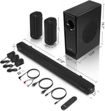 RAINEVERRY 5.1ch Soundbar with Dolby Audio Wireless Subwoofer Rear Speakers Black