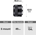 Sony SEL35F18 35mm F/1.8 OSS Prime Lens for Sony E APS-C Cameras Black