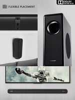 RAINEVERRY 5.1ch Soundbar with Dolby Audio Wireless Subwoofer Rear Speakers Black