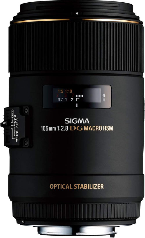 Sigma 105mm f/2.8 EX DG OS HSM Macro Lens for Nikon DSLR Black