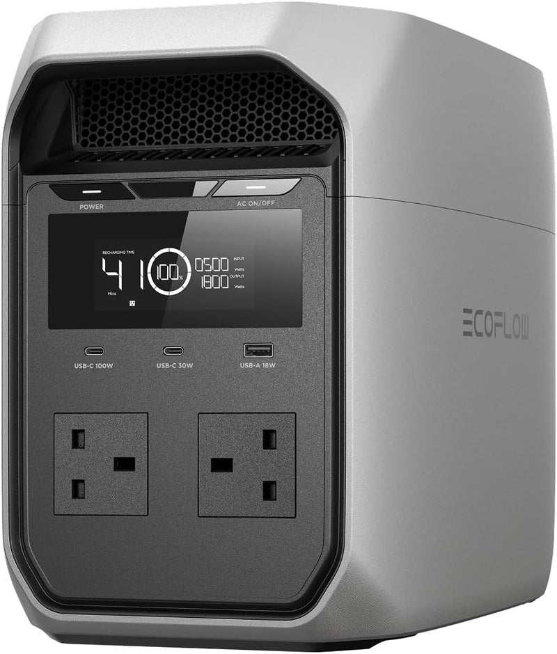 EF ECOFLOW DELTA 3 Classic Portable Power Station, 1024Wh LiFePO4 Battery, 1800W AC Output (3600W Surge), 100W USB-C, 1-Hour Fast Charging, Solar Generator for Camping, RV, Home Backup