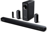 RAINEVERRY 5.1ch Soundbar with Dolby Audio Wireless Subwoofer Rear Speakers Black