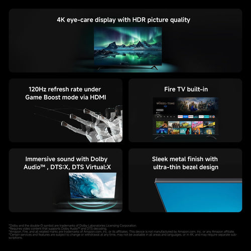 XIAOMI TV F 65, 65 Inch (165 cm), 4K UHD, Smart TV, Fire TV, HDR10, MEMC,60Hz with 120Hz Game Boost Mode, Alexa Voice Control, 2GB+32GB, Works with Apple AirPlay