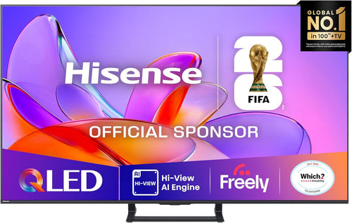 Hisense 55" 55A7QTUK QLED Smart AI TV - 4K Direct Lit Viewing, Quantum Dot Colour, Hi-View AI Engine, Built in Subwoofer, Dolby Vision, Dolby Atmos with with Freely, Disney +, YouTube, Netflix