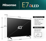 Hisense 43 Inch 4K QLED Smart TV 43E7NQTUK - Quantum Dot Colour, 4K AI Processor, Dolby Vision Atmos, Smooth Motion, Sports Mode, Vidaa OS with Freely, Youtube, Netflix and Disney+ (2024 Model)