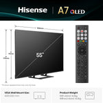 Hisense 55" 55A7QTUK QLED Smart AI TV - 4K Direct Lit Viewing, Quantum Dot Colour, Hi-View AI Engine, Built in Subwoofer, Dolby Vision, Dolby Atmos with with Freely, Disney +, YouTube, Netflix
