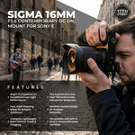 Sigma 16mm F/1.4 DC DN Contemporary Lens For Sony E APS-C Black