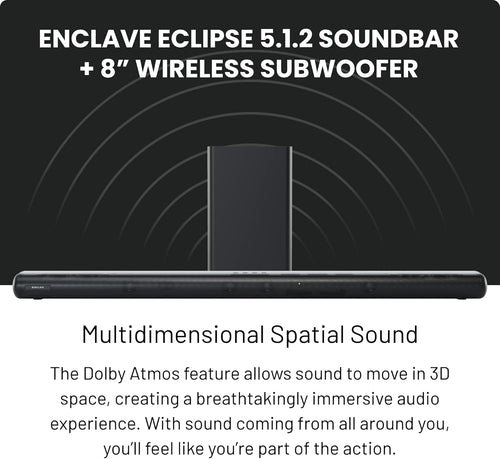 Enclave Eclipse 5.1.2 Dolby Atmos Soundbar 760W 8in Subwoofer Black
