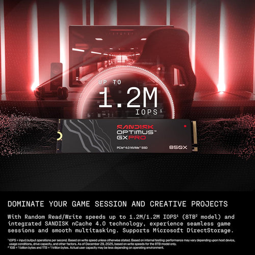 SanDisk Optimus GX Pro 850X 1TB NVMe PCIe 4.0 M.2 2280 SSD 7300MB/s
