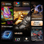 Hisense 50" 50U7QTUK MiniLED QLED 144Hz Smart AI TV - Hi-View AI Engine, 144Hz Game Mode PRO, 2.1 Channel, Dolby Atmos, Quantum Dot Colour, Anti-Reflection with Freely, Disney +, YouTube, Netflix